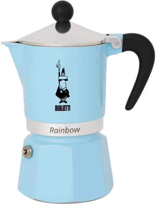 Bialetti rainbow azzurro 3 kops – espressopot – lichtblauw – aluminium – 130 ml