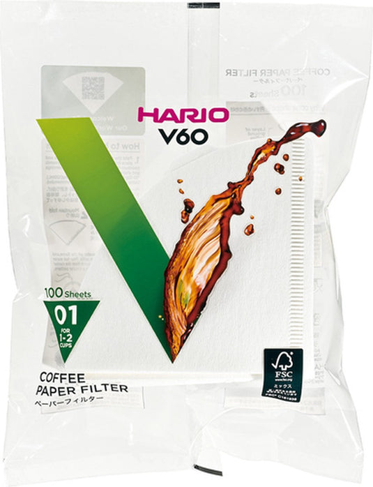 Hario v60 koffiefilters - 02 size - wit - 100 stuks