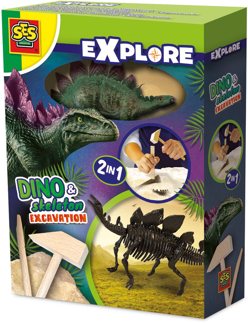Afbeelding laden in galerijviewer, Ses creative ses explore dino en skelet opgraven 2in1- stegosaurus

