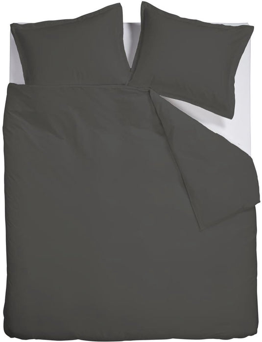 Ambiante satin uni dekbedovertrek - tweepersoons - 200x200 220 cm - donker grijs