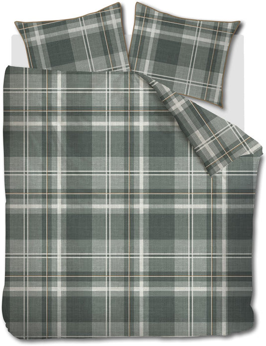 Riviera maison rivièra maison tartan check dekbedovertrek - lits-jumeaux - 240 x 200 220 cm - groen
