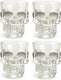 Kikkerland shotglas - set van 4 - 45ml - vaatwasmachinebestendig - in een schedel design