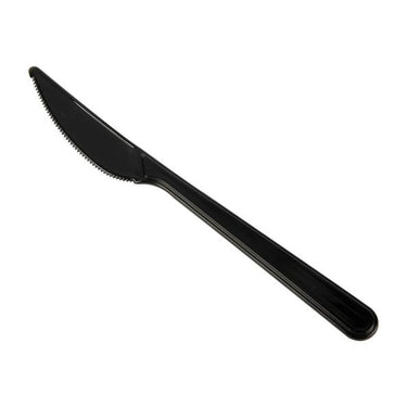 Mes herbruikbaar zwart pp 185 mm (50 stuks)