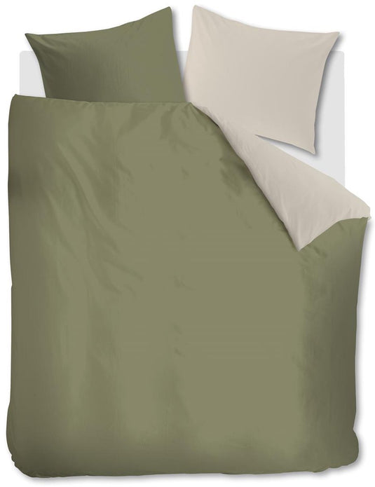 Vtwonen - duo dekbedovertrek - lits-jumeaux - 240x200 220cm - olijfgroen