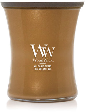 Woodwick - precious metals - volcanic orris - medium geurkaars - brons