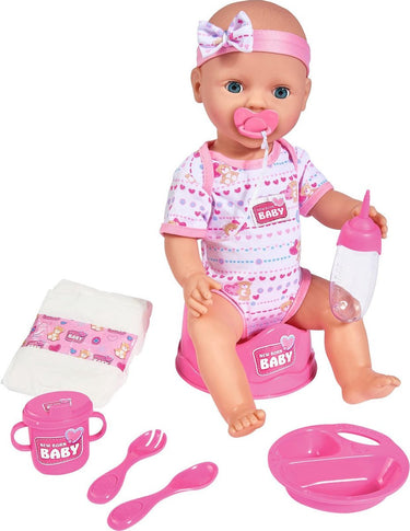 Simba - new born baby - babypop - 43 cm - slapende ogen - roze - drink en plasfunctie - babypop