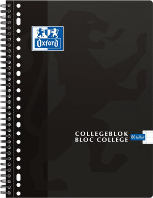 Oxford collegeblok - a4 - lijn - 80 vel - zwart