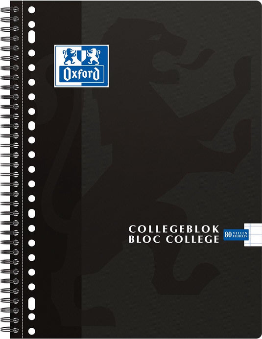 Oxford collegeblok - a4 - lijn - 80 vel - zwart