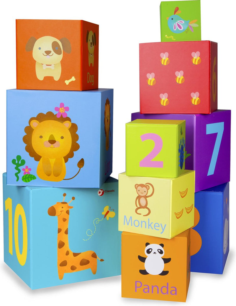 Afbeelding laden in galerijviewer, Classic world stapelblokken cijfers en dieren, 10dlg.
