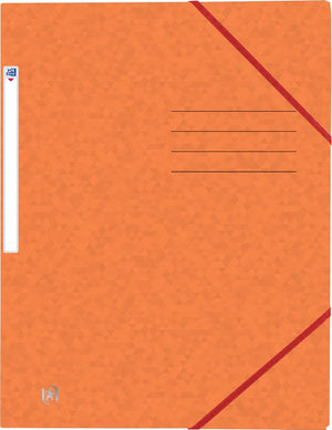Oxford top file + - elastomap - 3 kleppen - elastiek - a4 - oranje - pak 10 stuks