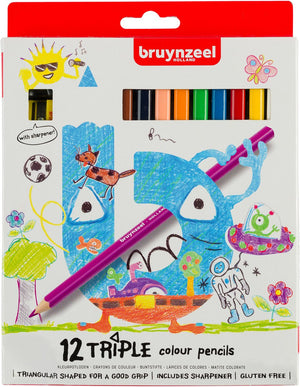 Bruynzeel kids triple kleurpotloden set 12