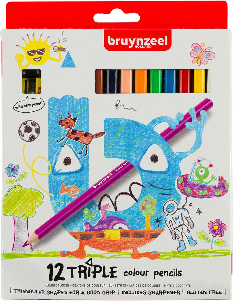 Afbeelding laden in galerijviewer, Bruynzeel kids triple kleurpotloden set 12

