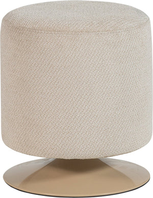 Woood islen poef met draaivoet - bouclé - beige - 47x39x39