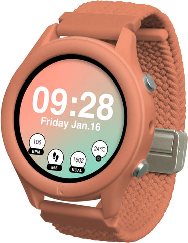 Kidywolf k-watch coral – interactieve smartwatch voor kinderen met 10 sportmodi, oled touchscreen, zaklamp bluetooth 8+