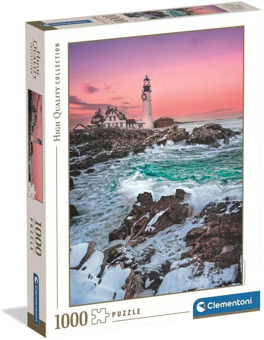 Ty clementoni legpuzzel first snow at portland head - puzzel 1000 stukjes vuurtoren - high quali collection - puzzels en legpuzzels voor volwassenen