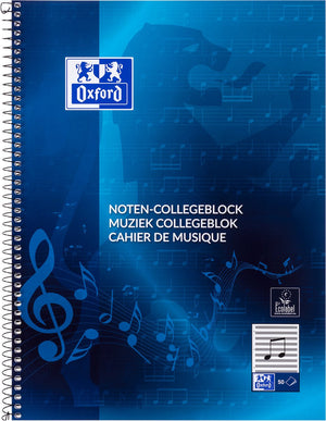 Oxford muziekblok - a4 - 50 vel - blauw