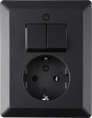 Q-link combinatie inbouw - serie - met schakelaar - randaarde - zwart