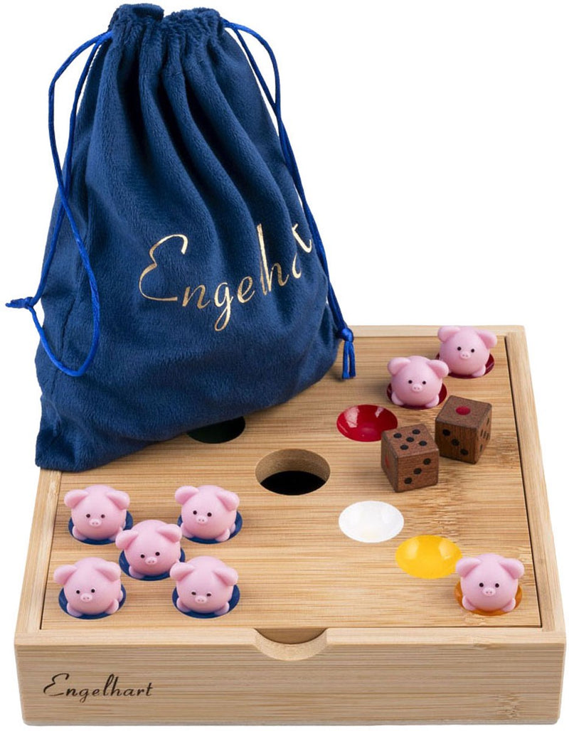 Afbeelding laden in galerijviewer, Engelhart pig hole game – bamboe – 60 siliconen varkentjes – strategisch gezelschapsspel – tactisch bordspel –
