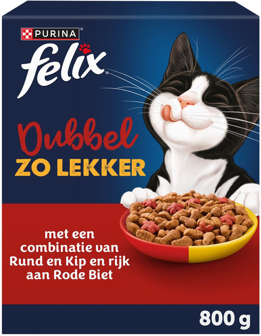 Felix dubbel zo lekker - kattenvoer droogvoer - kip rund - 5 x 800g