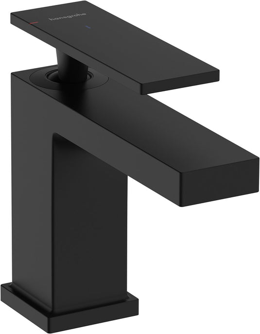 Hansgrohe tecturis e - wastafelkraan - ééngreeps bediening - coolstart energiebesparend - met trekwaste - 80mm maat - mat zwart