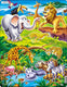 Larsen op safari – puzzel – dieren – safari – educatieve legpuzzel voor kinderen – 18 stukjes – gemaakt in noorwegen – extra dikke 2,5 mm stukjes – tray met vaste rand