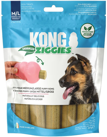 Kong ziggies puppy - hondensnacks - natural 227 g 5 stuks m l
