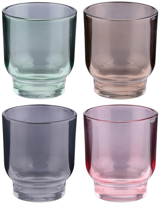 Arti casa theelichthouders set van 4 - glazen waxinelichthouder multikleur - theelichthouder voor tafel en woonkamer - ø7,3 x 8,5 cm