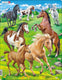 Larsen paarden in een bergweide – puzzel – dieren – paarden – educatieve legpuzzel voor kinderen – 65 stukjes – gemaakt in noorwegen – extra dikke 2,5 mm stukjes – tray met vaste rand