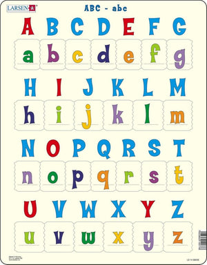 Larsen hoofdletters en kleine letters – puzzel – leren lezen – letters – educatieve legpuzzel voor kinderen – 26 stukjes – gemaakt in noorwegen – extra dikke 2,5 mm stukjes – tray met vaste rand