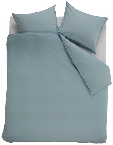 Ambiante cotton uni dekbedovertrek - effen - lits-jumeaux xl - 260x200 220 cm - blauw
