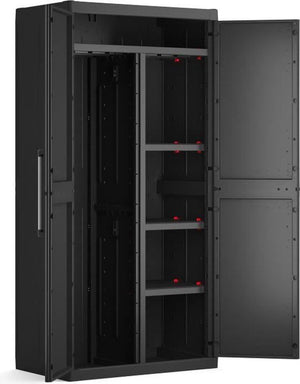 Keter detroit xl opslagkast - 2 deuren - 4 etageres inclusief 2 verstelbaar - l 89 x d 54 x h 182 cm - zwart