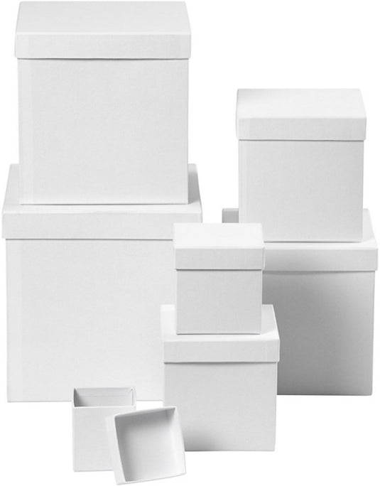 Creativ company vierkante dozen set 7 stuks h: 7.5-23 cm