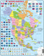 Larsen noord-amerika met staten en vlaggen – puzzel – kaarten geografie – noord-amerika – educatieve legpuzzel voor kinderen – 70 stukjes – gemaakt in noorwegen – extra dikke 2,5 mm stukjes – tray met vaste rand