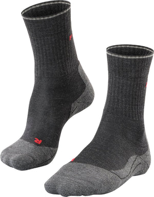 Falke tk2 explore wool silk medium padding wol functioneel materiaal wandelsokken dames grijs - maat 39-40