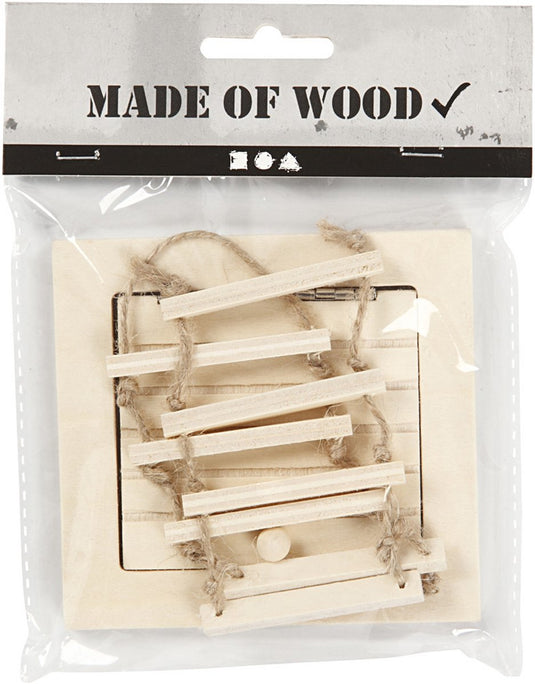 Creativ company mini houten zolderluik en touwladder