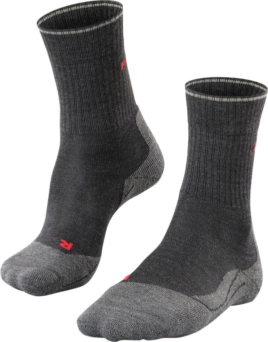 Falke tk2 explore wool silk medium padding wol functioneel materiaal wandelsokken dames grijs - maat 37-38