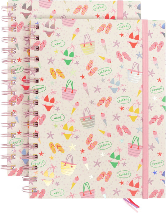 Kangaro spiraalboek - beach happy - a5 - lijn - 2 stuks - k-pm310007