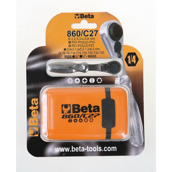 ギャラリービューアに画像をロードする, Beta Ratelsleutel Tools 860 C27 met schroefbitset 27 delig in box
