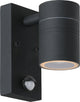 Lucide arne-led ir - wandspot wandlamp binnen buiten - ø 6,3 cm - led - gu10 - 1x5w 2700k - ip44 - beweging dag nacht sensor - zwart