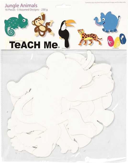 Creotime jungledieren teach me 14 - 25 cm karton wit 16 stuks
