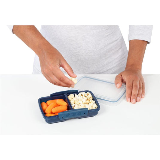 Sistema snack meeneem doos 2 vakken 350 ml assorti blauw lichtblauw