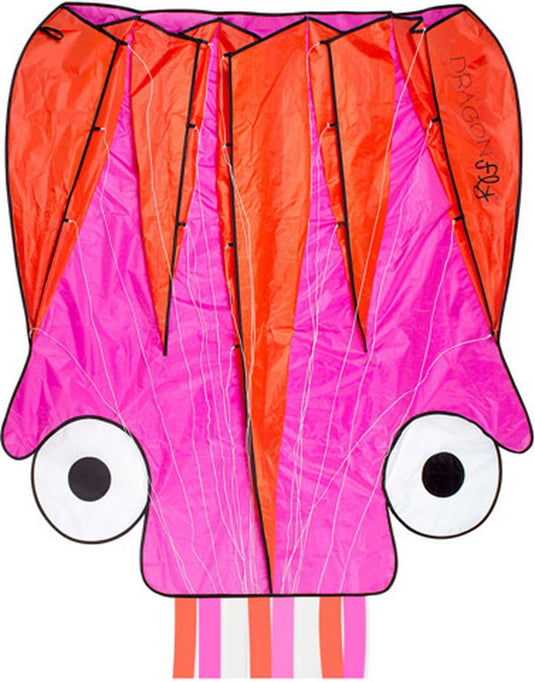 Dragon fly vlieger - octopus - roze oranje - 124 x 127 cm - vanaf 7 jaar