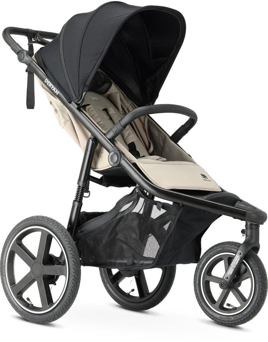 Deryan bolt hardloop kinderwagen - jogging buggy - muggennet - creme