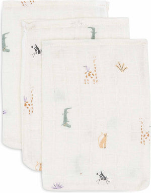 Jollein - baby hydrofiel washandje - katoen - 3 stuks - jungle jambo - baby washand, hydrofiele washandjes -15x20cm