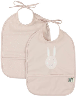 Trixie afwasbaar slabbetje 2-pack mrs. rabbit - slab voor kinderen - 100% recycled polyester - eenvoudig schoon - roze