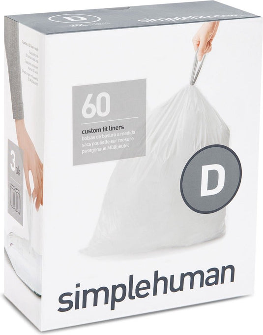 Simplehuman code d afvalzakken - 20 liter - 60 stuks - met trekband - wit