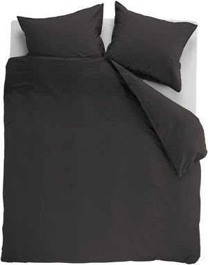 Ambiante cotton uni dekbedovertrek - effen - lits-jumeaux xl - 260x200 220 cm - antraciet