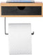 Wenco wenko toiletpapierhouder bamboe met praktische legplank van hoogwaardig bamboe, lade voor vochtige doeken, houder voor wandmontage, incl. bevestigingsmateriaal, 18,5 x 14 x 10,5 cm, natuur zwart