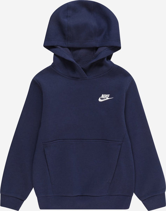 Nike k nsw club flc hdy lbr unisex sporttrui - navy - wit - maat xs
