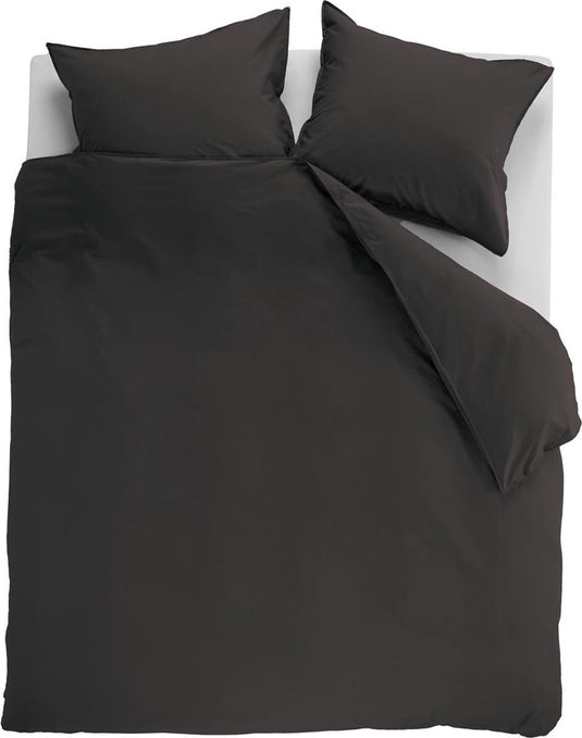 Ambiante cotton uni dekbedovertrek - effen - lits-jumeaux - 240x200 220 cm - antraciet